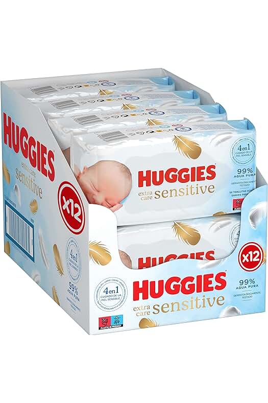 Toallitas Huggies Pure para Bebé - 4 paquetes de 3 x 56 unidades (672 Toallitas)
