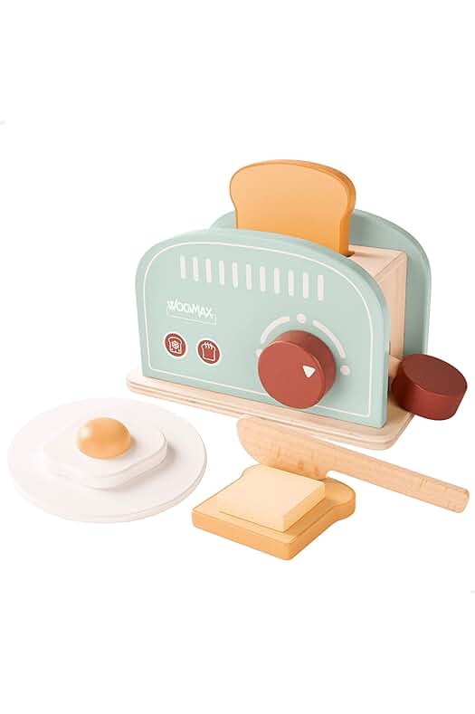 Tostadora de juguete de madera para niños - Juego de cocina divertido y educativo.