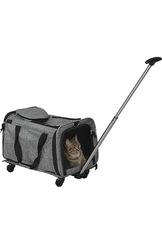 Transportadora para mascotas 4 en 1 con ruedas y asa telescópica de aluminio