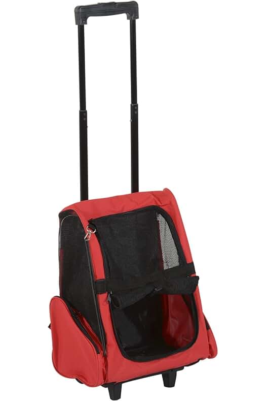 Transportin Carrito Perro 2 en 1 Mochila y Carrito para Mascotas, Rojo