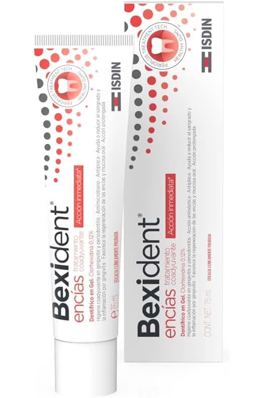 Tratamiento en Gel para Encías con Clorhexidina y Pantenol, acción inmediata contra gingivitis y periodontitis.