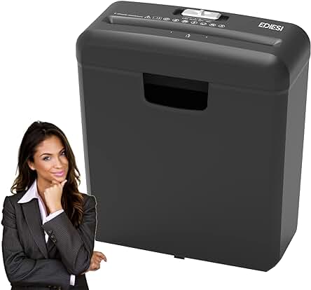 Trituradora de Papel Portátil con Papelera de 10 litros para Casa y Oficina, hasta 6 Hojas.
