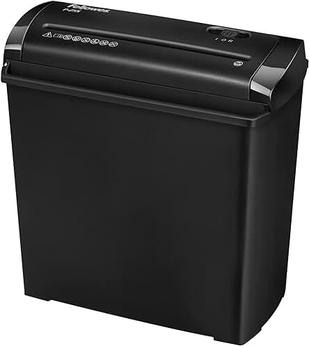Trituradora Fellowes P-25S: Destruye hasta 5 hojas, nivel de seguridad DIN-P1, ideal para uso personal