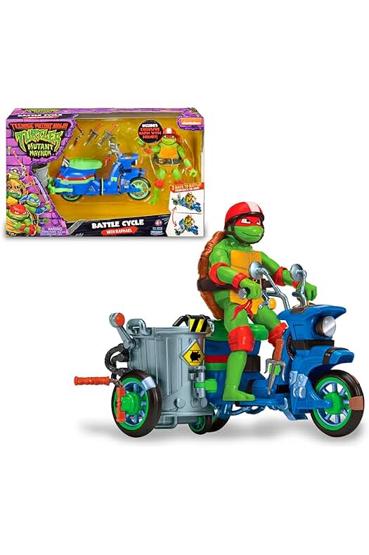 Título optimizado: Tortugas Ninja - Vehículo Ninja Battle Cycle con Figura de Raphael