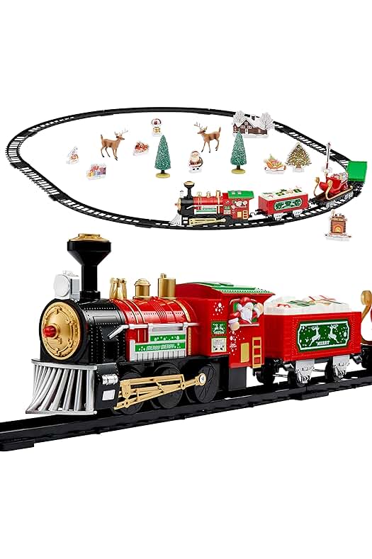 Título optimizado: Tren de Navidad Eléctrico - Divertido juguete festivo con vías y accesorios.