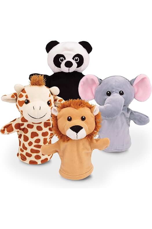 Set de 4 Títeres de Mano de Animales de Felpa | Divertidas Marionetas para Niños.