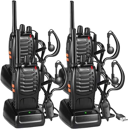 Walkie Talkie Recargable de Alta Calidad con Auricular Incorporado y Linterna LED