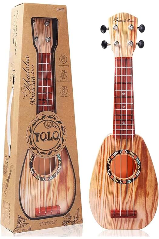 Ukelele para niños: Instrumento musical de 17 pulgadas con 4 cuerdas para aprender y divertirse.