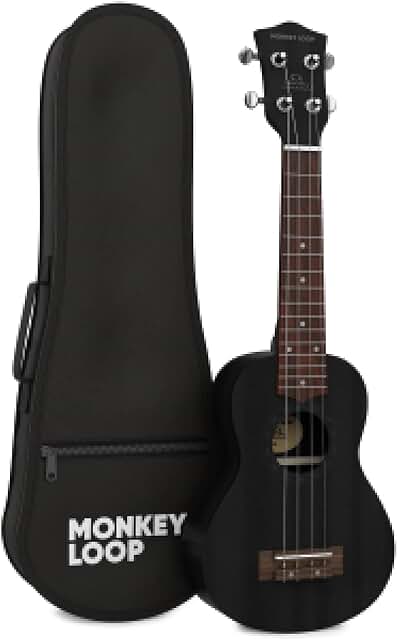 Ukelele Soprano Negro - Calidad Profesional - Incluye Funda y Cuerdas Aquila