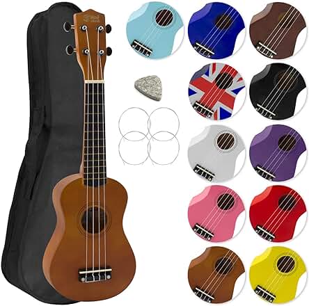 Ukelele soprano Tiger SU8-NT en acabado natural con accesorios, ideal para principiantes y escuelas.
