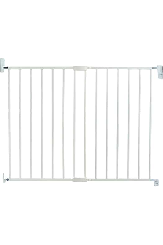 Valla de seguridad para bebés: Munchkin Lindam, puerta extensible y montaje fijo, color blanco.
