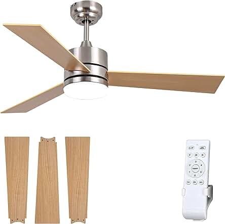 Ventilador de techo con luces y control remoto de diseño moderno, 106 cm.