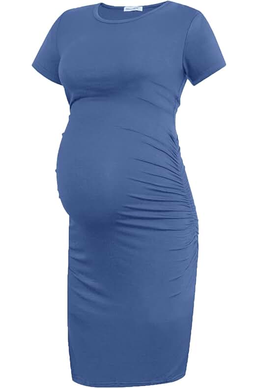 Vestido Maternidad Corto con Detalle Fruncido para Mujeres Embarazadas