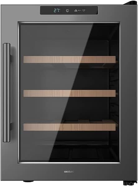 Vinoteca Cecotec Bolero GrandSommelier 1220 CoolWood. Enfriamiento termoeléctrico y temperatura regulable.