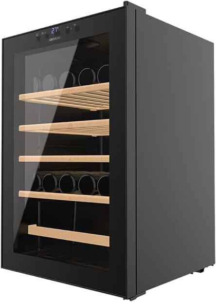 Vinoteca Cecotec Bolero GrandSommelier 48000 Black - 48 Botellas, Silenciosa y Temperatura Regulable.