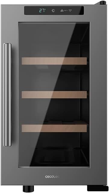 Vinoteca Cecotec Bolero GrandSommelier 820 CoolWood con capacidad para 8 botellas y sistema termoeléctrico.