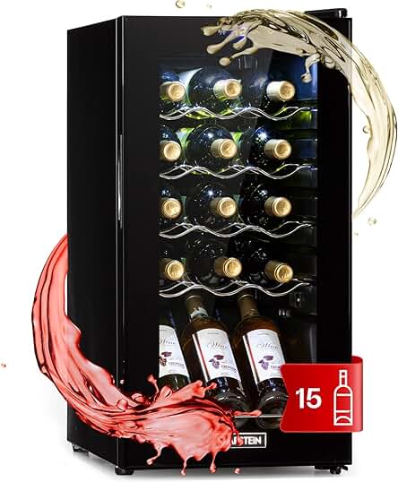 Vinoteca Klarstein: Nevera para vinos con zona de refrigeración, botellero y capacidad para 15 botellas