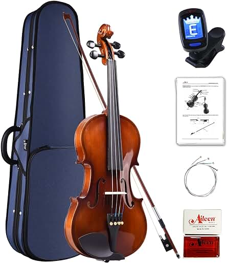 Violín Profesional Aileen 4/4 con Estuche, Afinador, Manual, Cuerdas y Resina para Principiantes