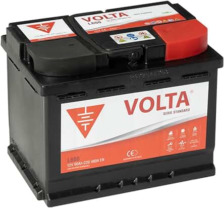 Volta baterías: Batería de automóvil estándar de 60Ah con 2 años de garantía - Fabricación Europea