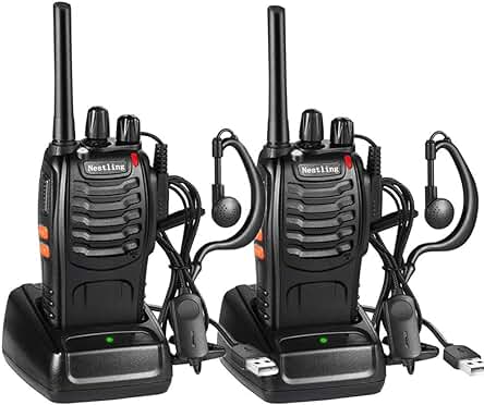 Walkie Talkie Recargable con 16 Canales PMR446 y Alcance de 3KM