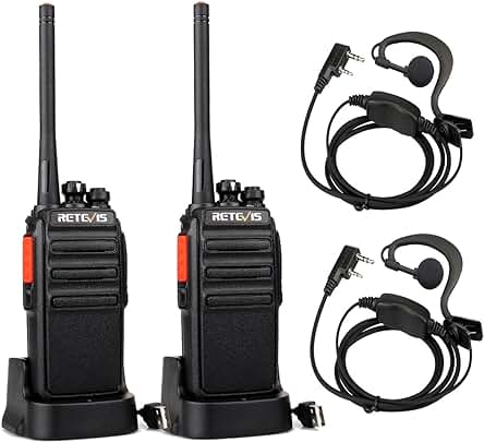 Walkie Talkie Recargable Retevis RT24 - Comunicación Profesional sin Licencia, 16 Canales, VOX