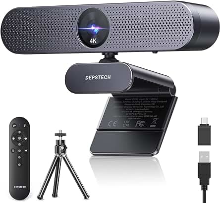 Webcam 4K DEPSTECH DW50 Pro: Cámara streaming Full HD con micrófono para PC y sensor Sony.